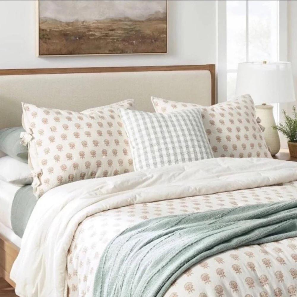 Full/Queen 3pc Lofty Slub Woodblock Floral Quilt Set - Threshold Studio McGee